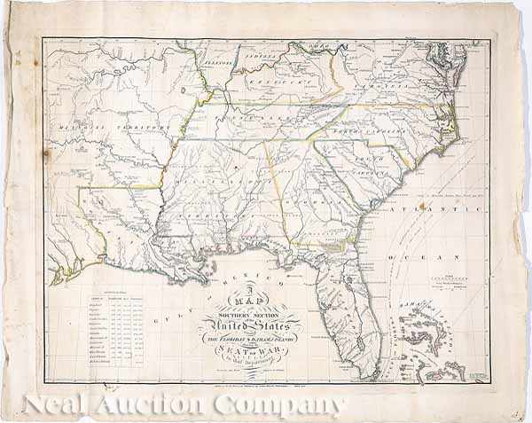 Appraisal: John Melish Scottish American - A Map of the Southern