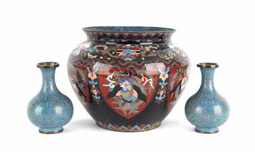 Appraisal: Chinese cloisonn jardini re h together with a pair of