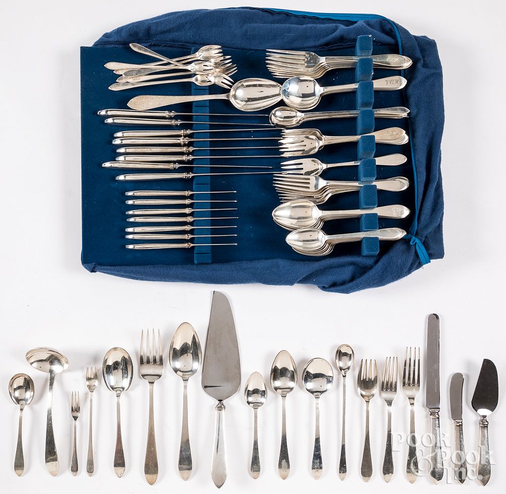 Appraisal: Tiffany ninety-six piece sterling silver flatware Tiffany ninety-six piece sterling