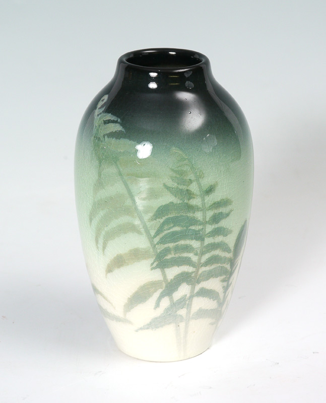 Appraisal: IRENE BISHOP ROOKWOOD POTTERY FERN VASE Gloss glaze with sprouting