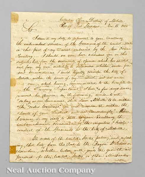 Appraisal: An Autograph Letter Signed by Edmund P Gaines to William