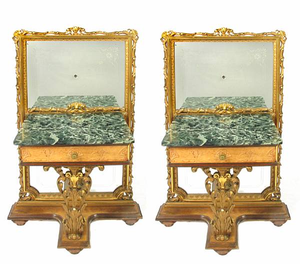 Appraisal: A pair of Italian Rococo style giltwood and mirrored nightstands