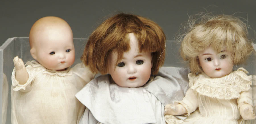 Appraisal: LOT OF SMALL GERMAN BISQUE HEAD DOLLS SIZE - cm