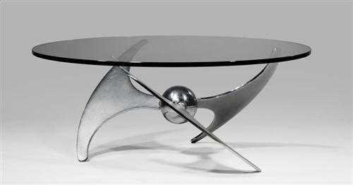 Appraisal: BUSOTTI ELLIPSE TABLE circa for Fontana Arte Brushed chrome and