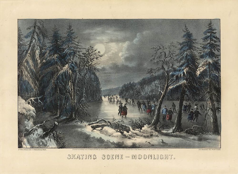 Appraisal: Skating Scene - Moonlight - Original Small Folio Currier Ives