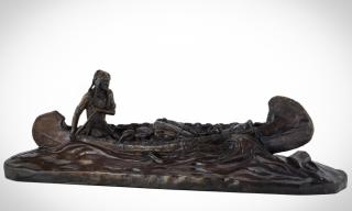 Appraisal: R Farrington Elwell - Indian in a Canoebronze inches highinscribed