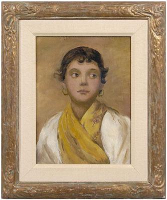 Appraisal: American School painting portrait of a girl in a costume