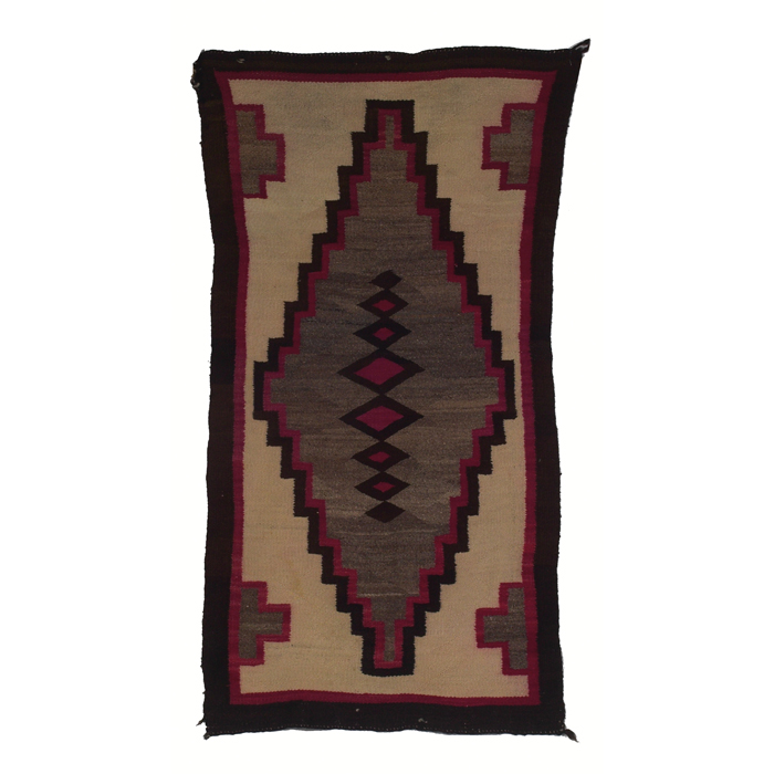 Appraisal: Navajo rug c red gray and brown design on a