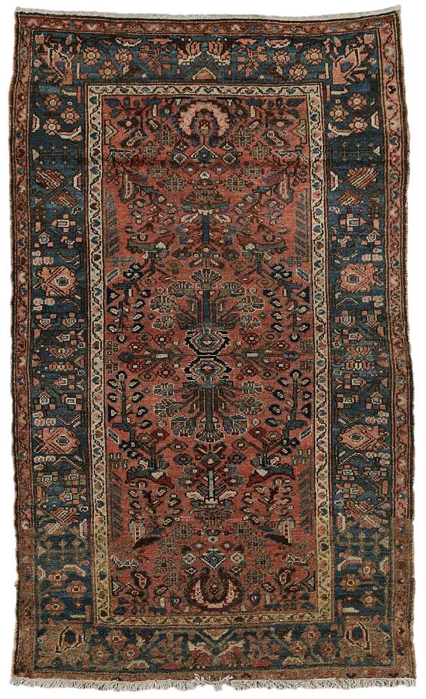 Appraisal: Hamadan Rug Persian th century symmetrical floral designs on pale