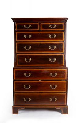 Appraisal: A George III mahogany chest on chest fitted with two