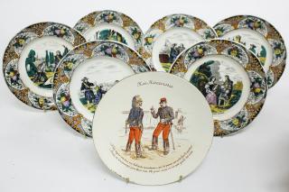 Appraisal: French Faience Dessert Plates th C Hand-colored comprising a set