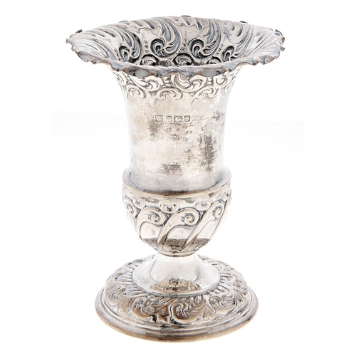 Appraisal: A George V silver vase of campana shape on domed