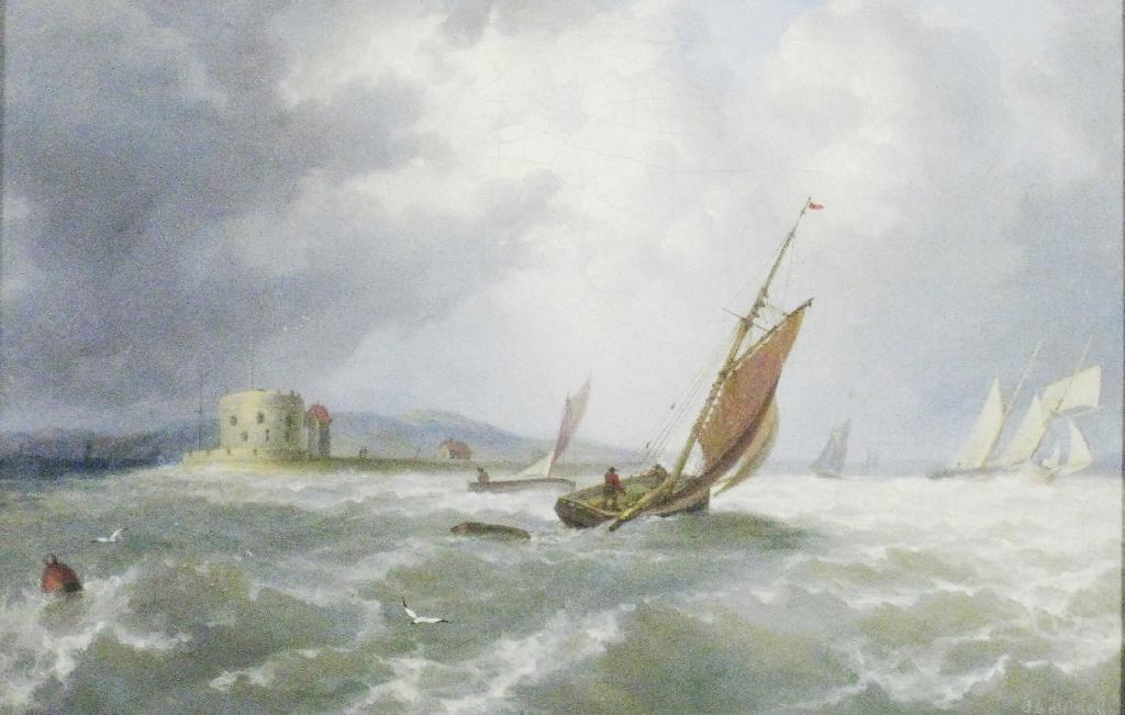 Appraisal: FREDERICK LEE BRIDELL - Shipping off Calshot Castle signed 'F