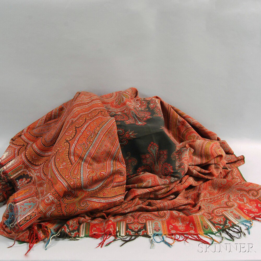 Appraisal: Two Antique Red Wool Paisley Shawls Estimate - The absence