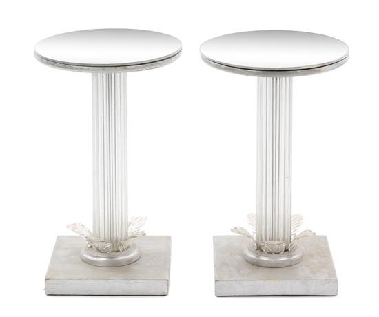 Appraisal: Sale Lot A Pair of Silvered Wood and Glass Pedestal