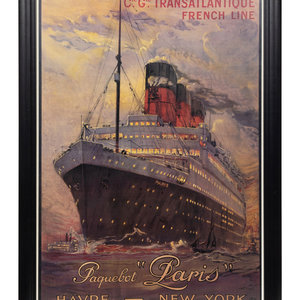 Appraisal: A French Ocean Liner Print th Century x inches Property