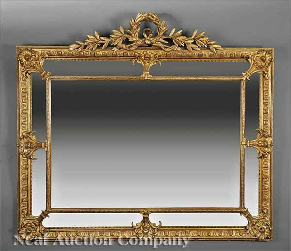 Appraisal: A R gence-Style Carved and Gilt Mirror acanthus crest above