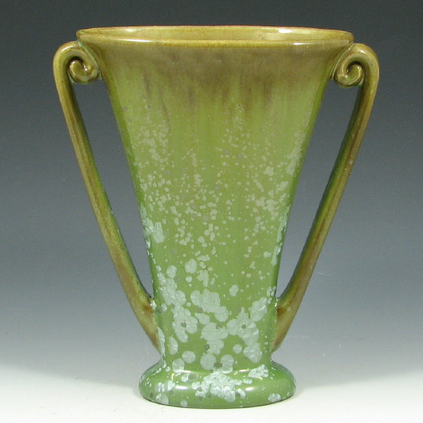 Appraisal: Fulper Leopard Skin Glazed Vase Fulper double handled fan vase