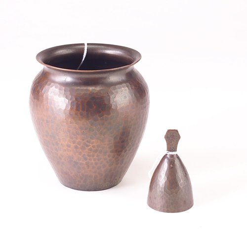 Appraisal: ROYCROFT Two hammered copper pieces a baluster vase and small