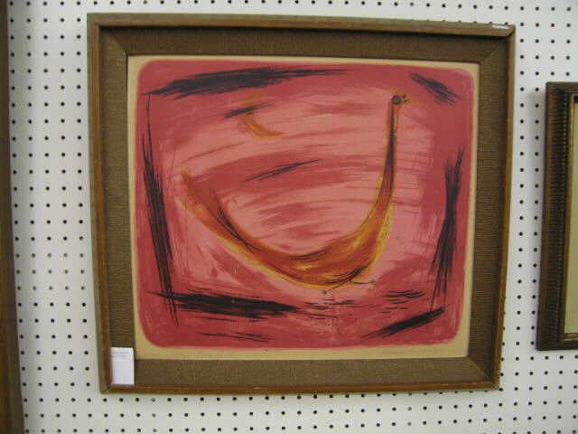 Appraisal: Art Moderne Silk Screen The Trumpet signed