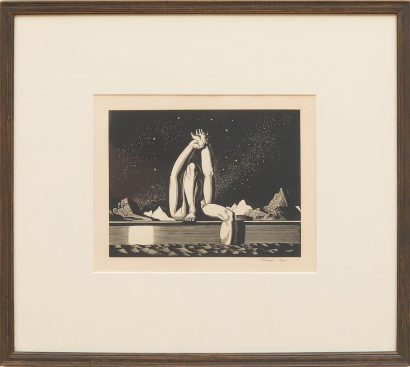 Appraisal: ROCKWELL KENT - STARLIGHT Wood engraving on wove paper with