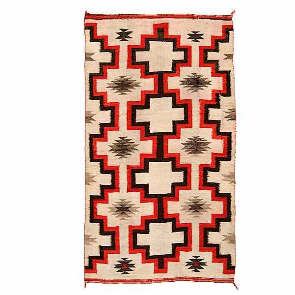 Appraisal: Navajo Transitional Weaving hand-spun wool with bold lines executed in