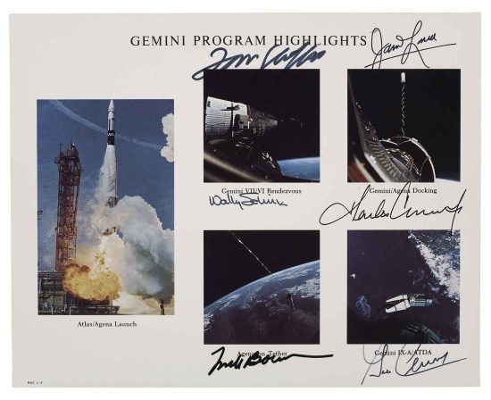 Appraisal: Gemini Program Highlights A NASA lithograph featuring mission scenes from