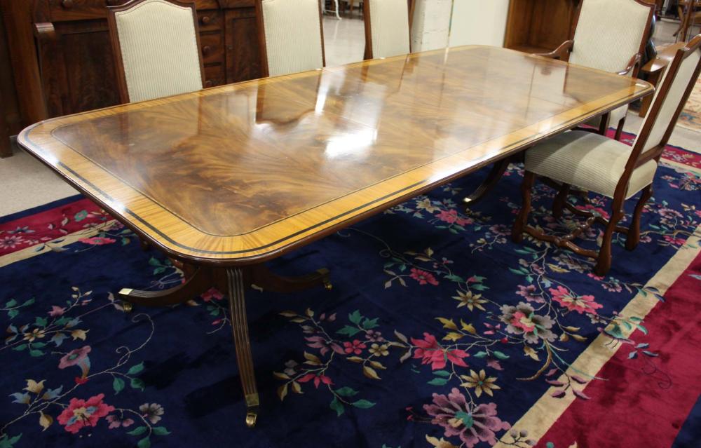 Appraisal: BAKER FEDERAL STYLE MAHOGANY DINING TABLE WITH THREE LEAVES Baker