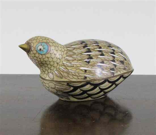 Appraisal: A Chinese cloisonne enamel 'quail' box and cover with gilt