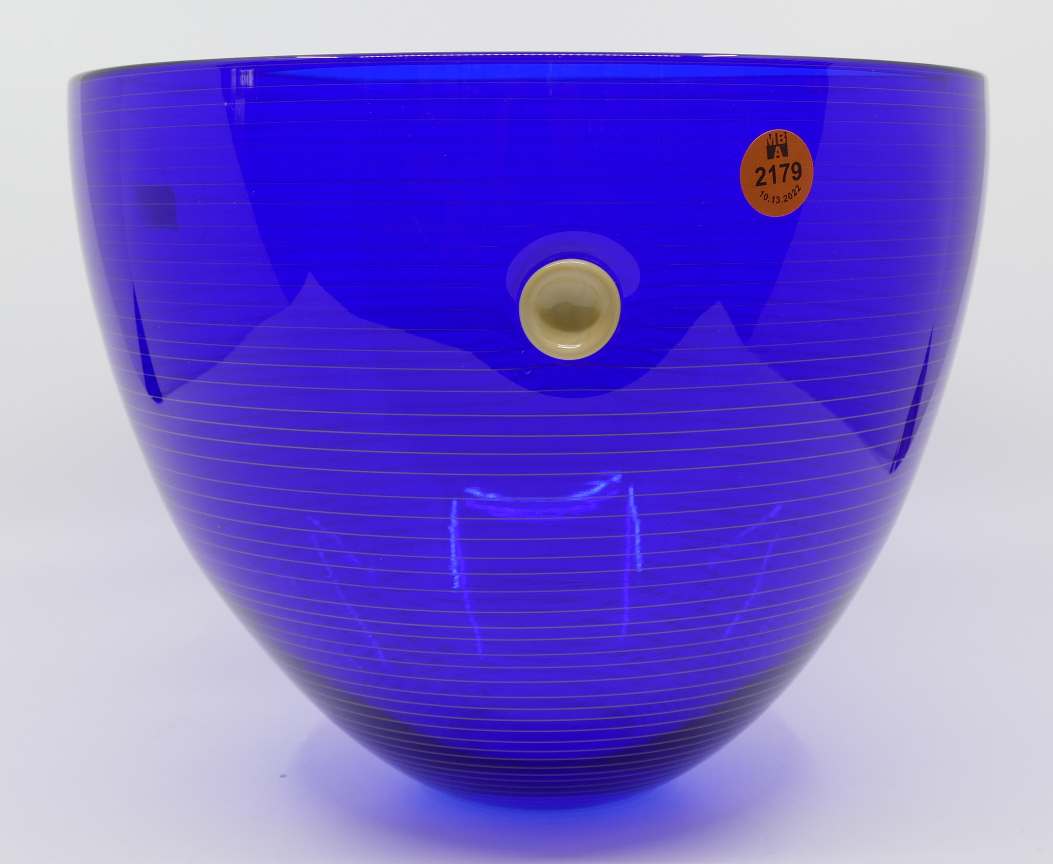 Appraisal: D Calls Cobalt Threaded Studio Glass Bowl ''x ''