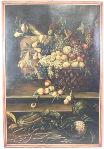 Appraisal: LARGE TH CENTURY OIL PAINTING ON CANVASDEPICTING A STILL LIFE