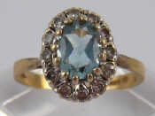 Appraisal: A carat gold diamond and blue stone cluster ring size