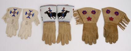 Appraisal: TWO PAIRS OF PLATEAU BEADED GAUNTLETS AND A PAIR OF