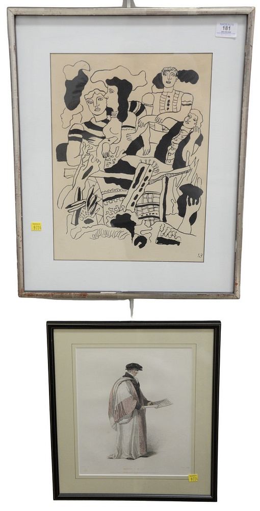 Appraisal: Seven Piece Group of Prints and Paintings to include two