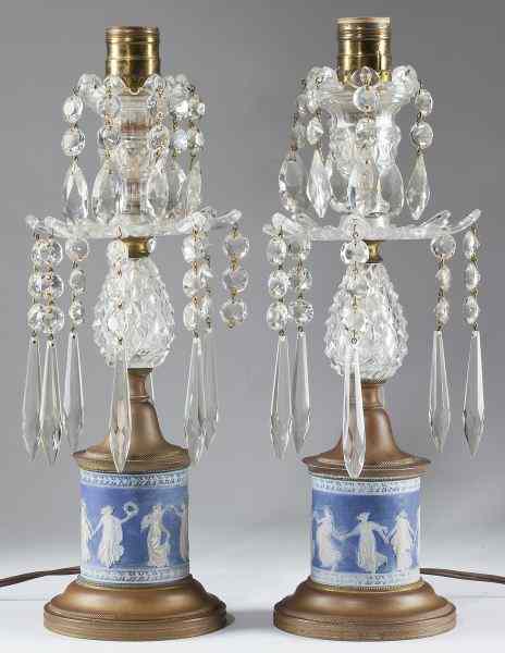 Appraisal: Pair of Cut Glass Table Lampsearly th century diamond pattern