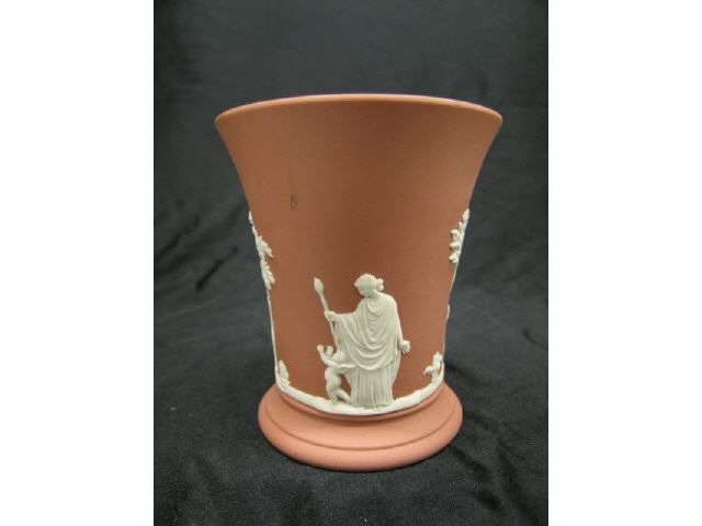 Appraisal: Wedgwood Salmon Jasperware Vase classical maiden cherub decor