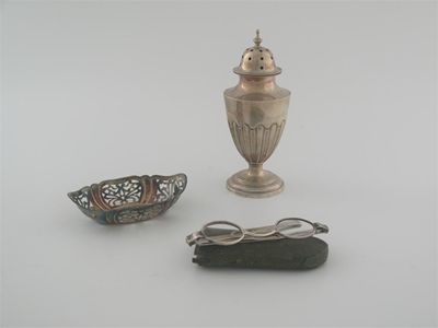 Appraisal: A small vase-shaped sugar caster a bon bon dish and