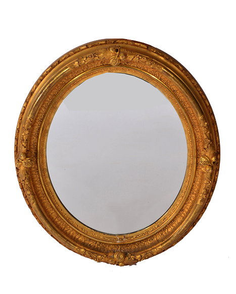 Appraisal: A TH CENTURY OVAL WALL MIRROR with a gilded wood