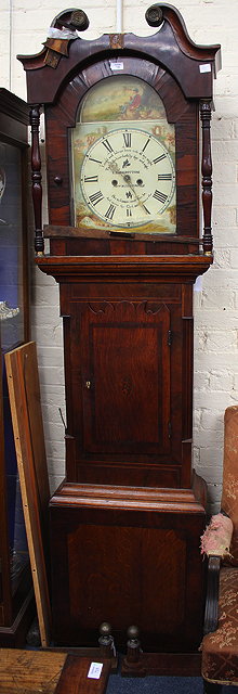 Appraisal: A VICTORIAN MAHOGANY AND OAK CASED -HOUR LONG CASE CLOCK