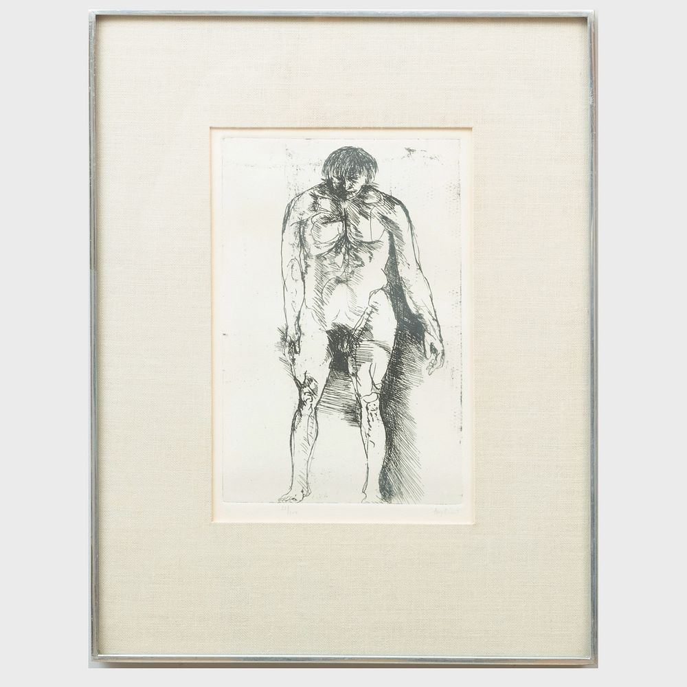 Appraisal: Leonard Baskin - Standing Figure Etching in black on wove