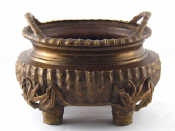 Appraisal: A Chinese bronze bowl on four feet the body rim