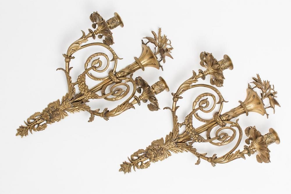 Appraisal: Neoclassical Bronze Wall Sconce Candelabra French Neoclassical- or Louis XVI-manner