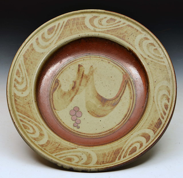 Appraisal: David FrithDish brush work grass motif impressed potter's seal cm