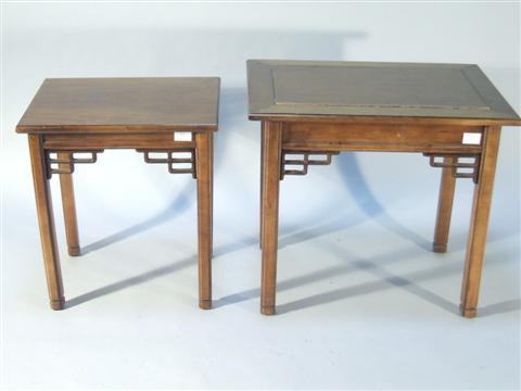 Appraisal: PAIR BRANDT CHINESE CHIPPENDALE END TABLES th Century the smaller