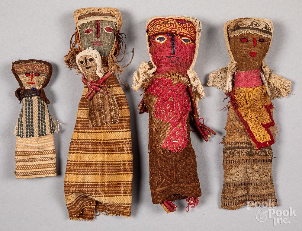 Appraisal: Four Chancay Pre-Columbian burial dolls Four Chancay Pre-Columbian burial dolls