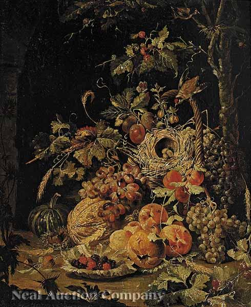 Appraisal: Jean Baptiste Haelszel German - Autumn Still Life of Melons