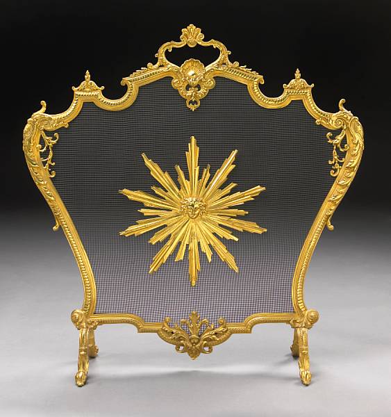 Appraisal: A Louis XV style gilt bronze firescreen height in width