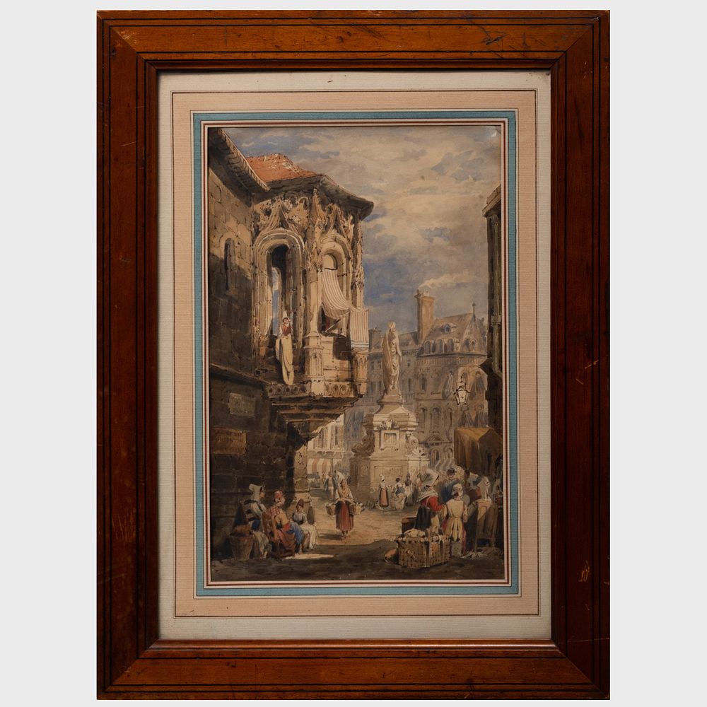 Appraisal: Attributed to Samuel Prout - Rouen Place de la Pucelle