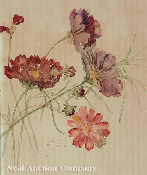 Appraisal: Lucille Desbouillons Murphy American Georgia - Flowers Cosmos watercolor initialed