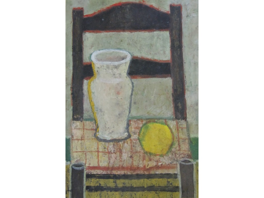 Appraisal: VOLLMER Gouache 'Still life on a chair' signed recto and